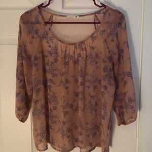 Soprano Pink Blouse w Flowers; size s
